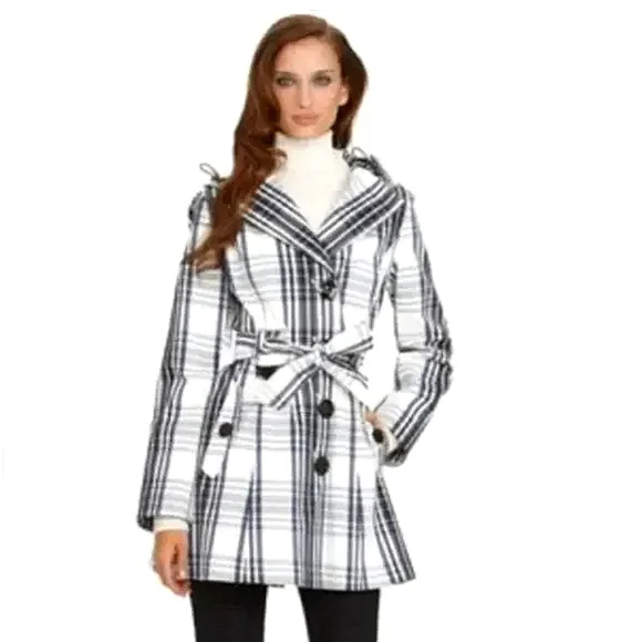 HP🎉 Laundry by Shelli Segal Plaid Trench Coat - Size M - Picture 16 of 16